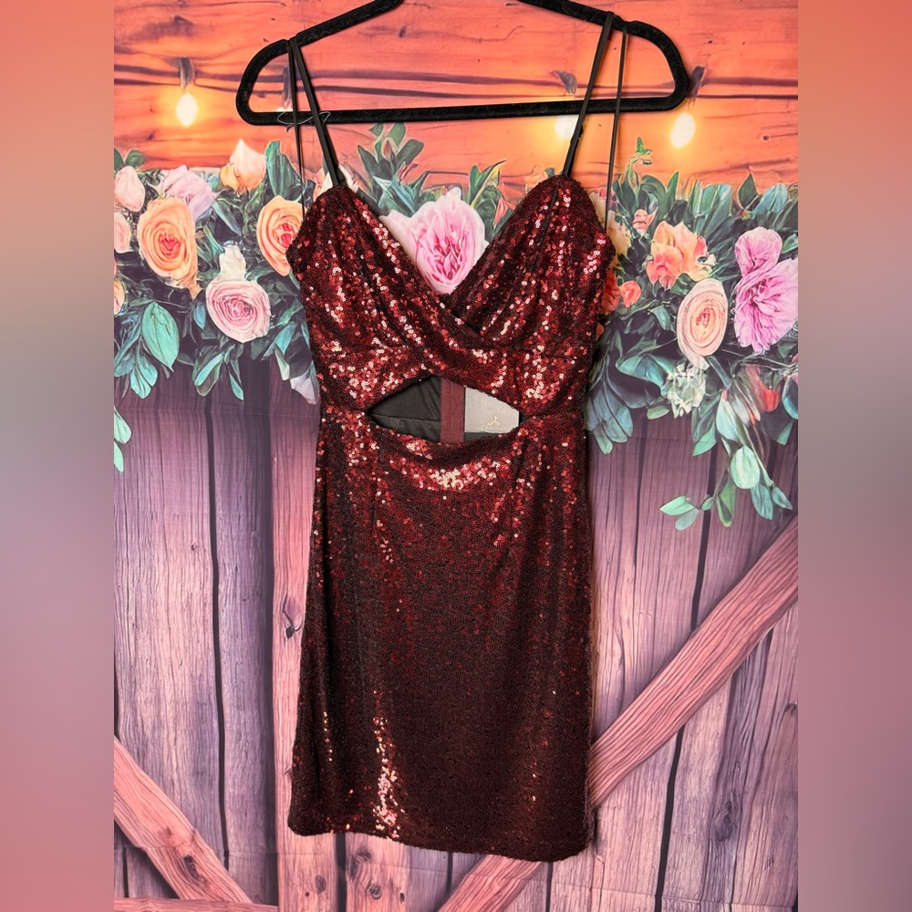 Sequin Burgundy Mini Dress